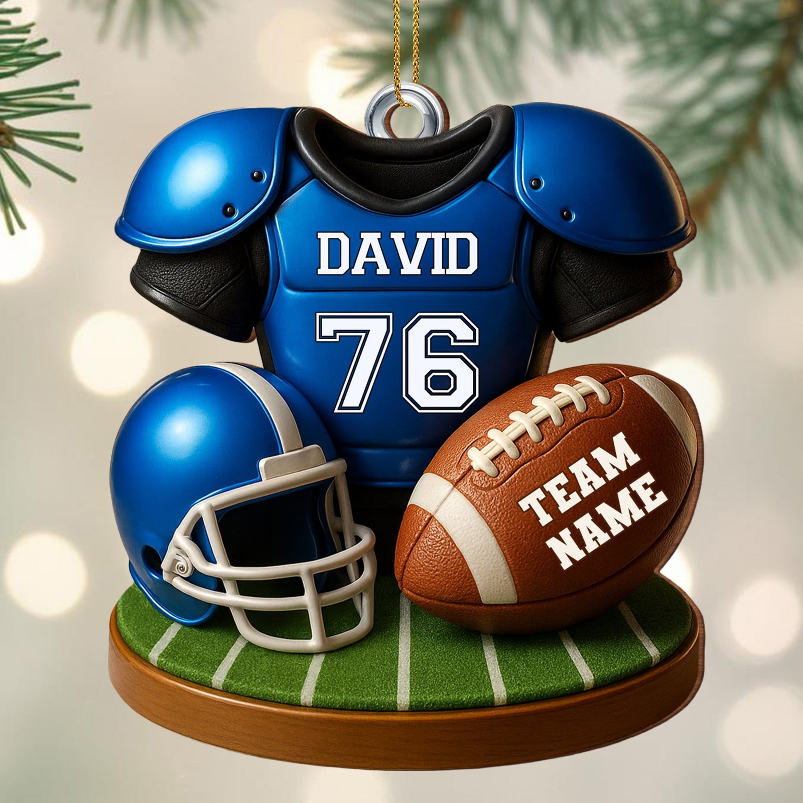 Customizable Football Team Ornament,Personalized Custom Wood Ornament,Gift For Sports Fans