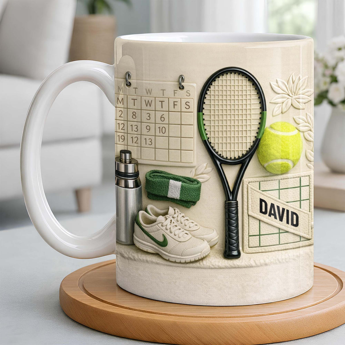 Tennis Racket And Ball Mug, Personalized Custom Coffee Mug, Gift For Tennis Lovers