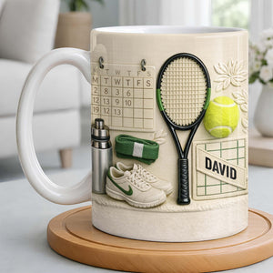 Tennis Racket And Ball Mug, Personalized Custom Coffee Mug, Gift For Tennis Lovers