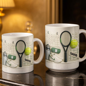 Tennis Racket And Ball Mug, Personalized Custom Coffee Mug, Gift For Tennis Lovers