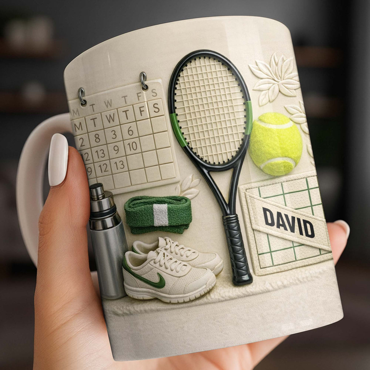 Tennis Racket And Ball Mug, Personalized Custom Coffee Mug, Gift For Tennis Lovers
