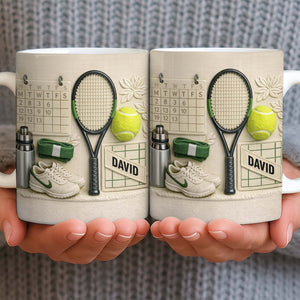 Tennis Racket And Ball Mug, Personalized Custom Coffee Mug, Gift For Tennis Lovers