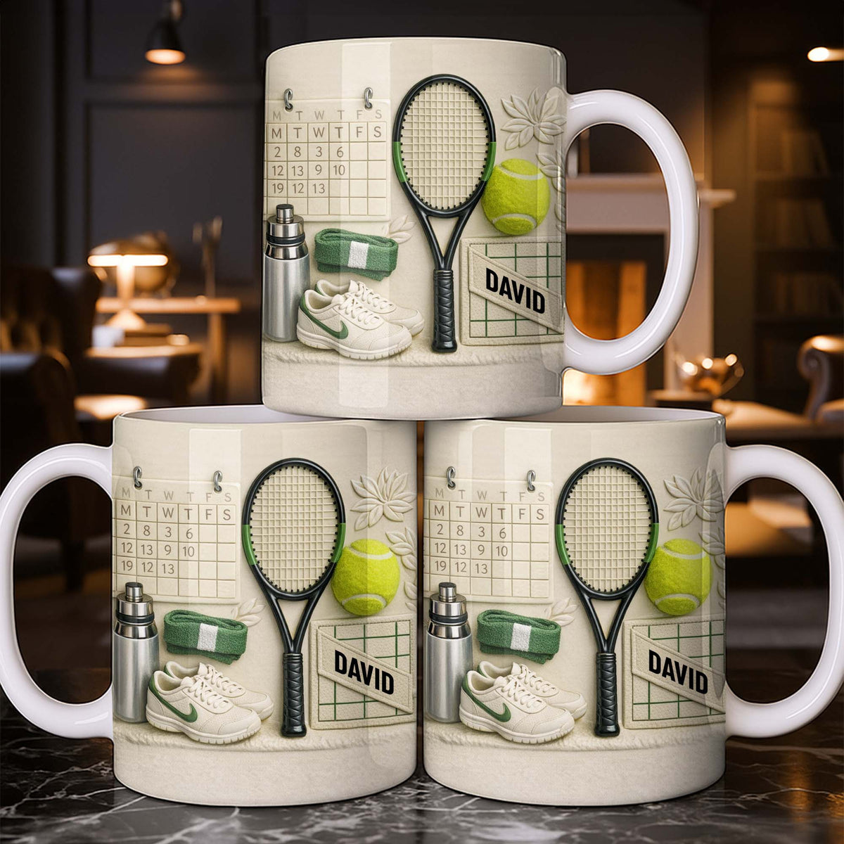Tennis Racket And Ball Mug, Personalized Custom Coffee Mug, Gift For Tennis Lovers