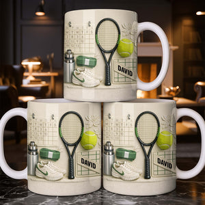 Tennis Racket And Ball Mug, Personalized Custom Coffee Mug, Gift For Tennis Lovers