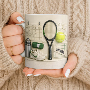 Tennis Racket And Ball Mug, Personalized Custom Coffee Mug, Gift For Tennis Lovers