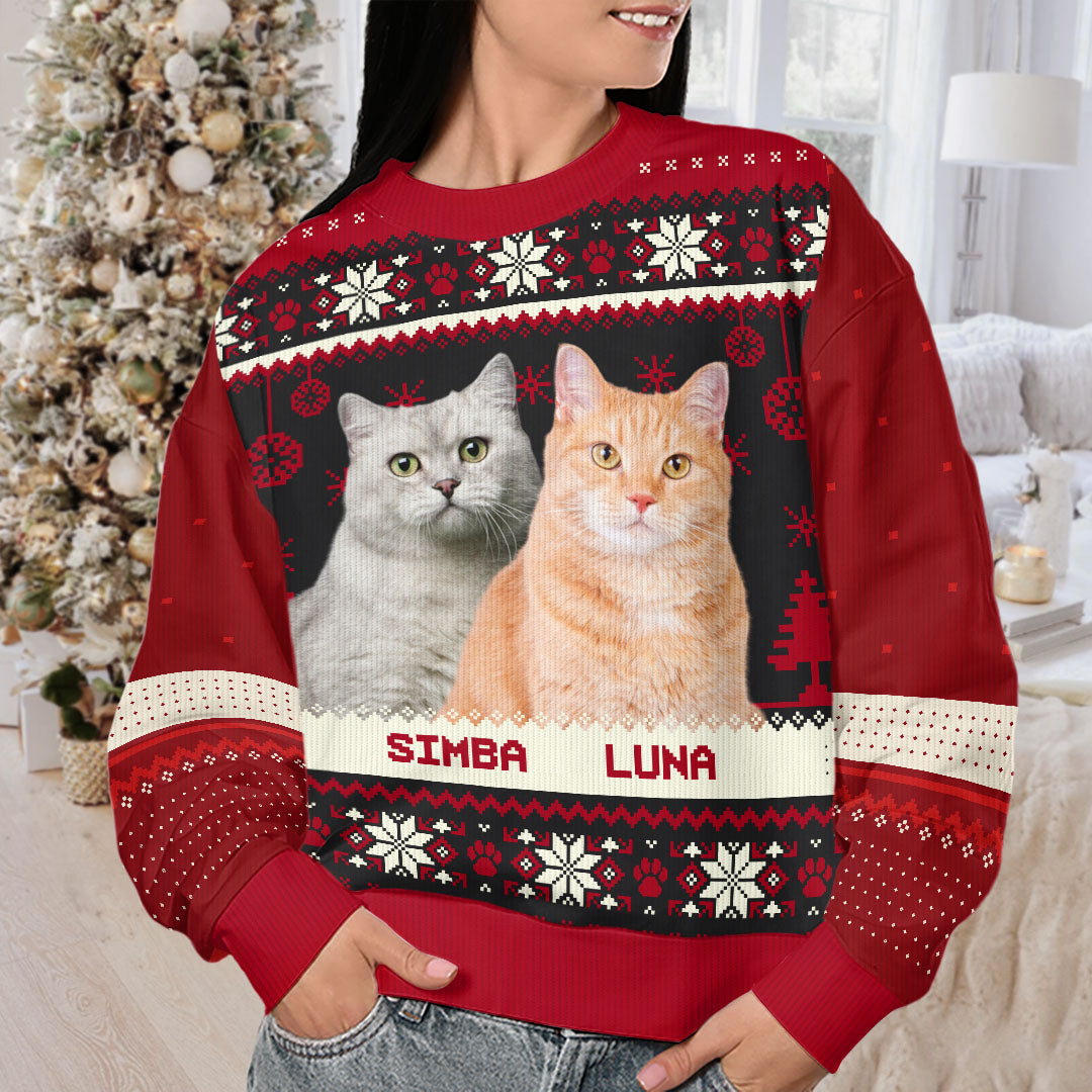 Custom Photo Cuteness Overload - Dog & Cat Personalized Custom Ugly Sweatshirt - Unisex Wool Jumper - Christmas Gift For Pet Owners, Pet Lovers