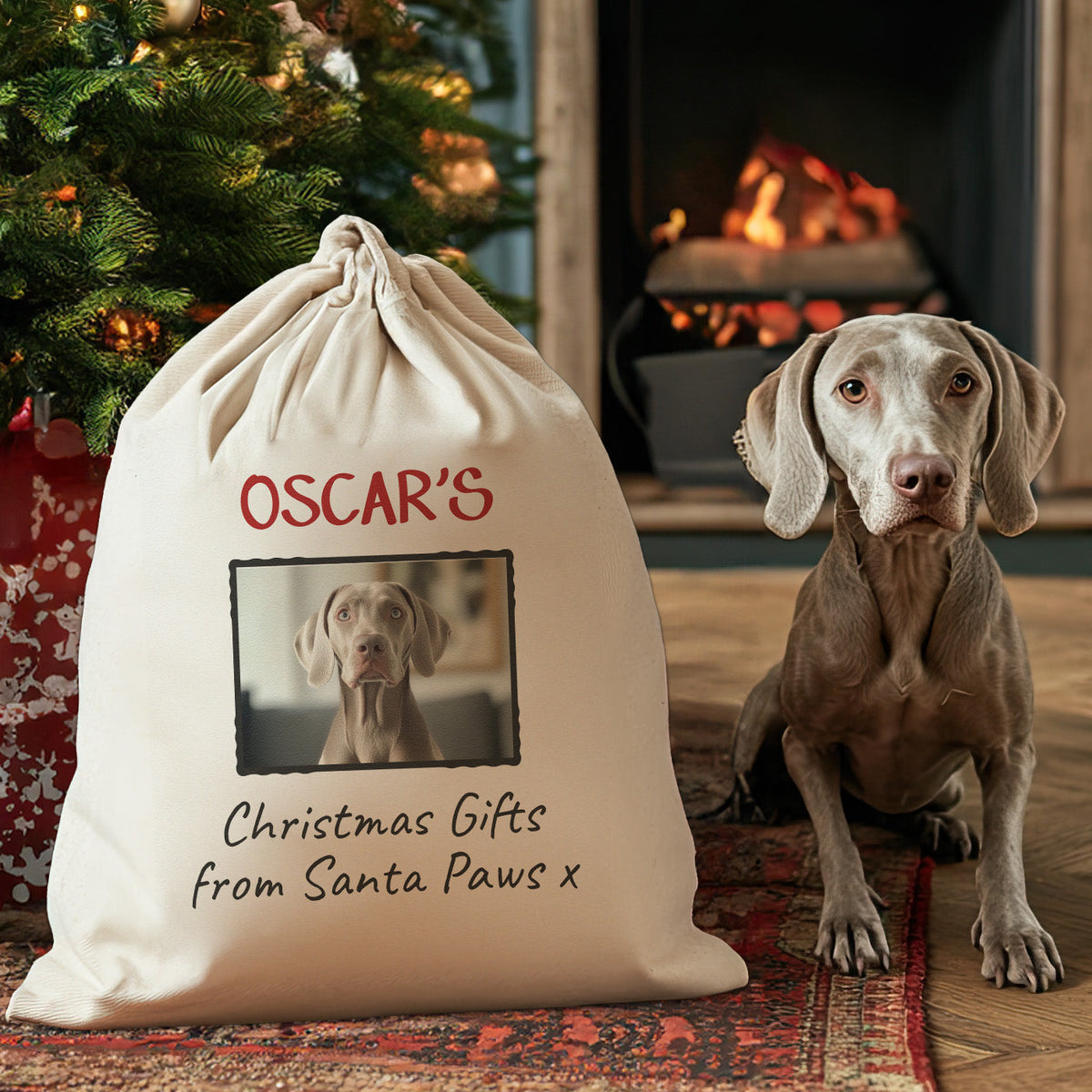 Personalised Photo & Name Christmas Gifts From Santa Paws - Christmas Santa Sack