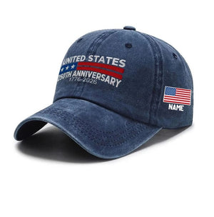 250 Anniversary USA - Personalized Flag Patriotic Embroidered Cap 250th Anniversary Cap
