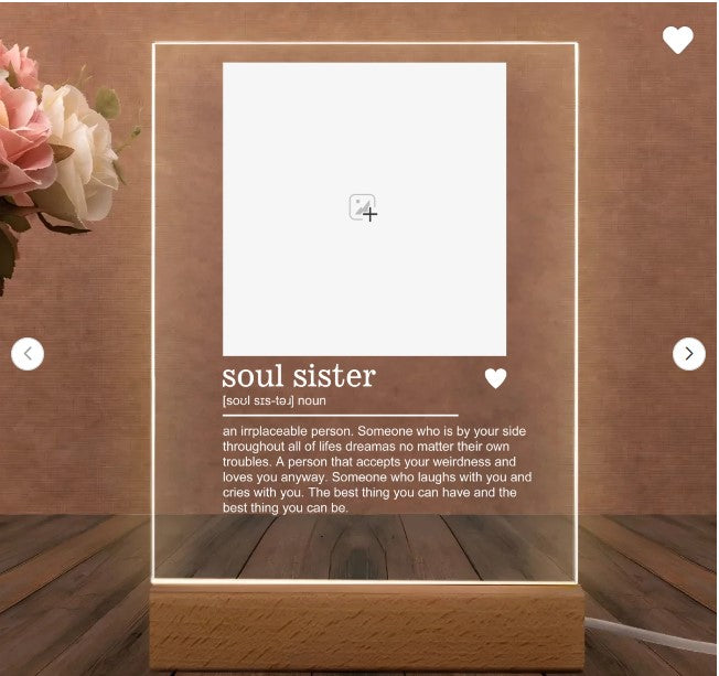 Personalised Best Friend Photo Multi Colour Acrylic LED Night Light with Name and Wooden Base Birthday Bridesmaid Anniversary Gift for Besties Sisters