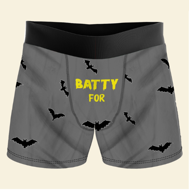 Batty for Her, Personalized Custom Photo Men s Boxer Briefs, Halloween Gift For Couple, Boyfriend, Husband
