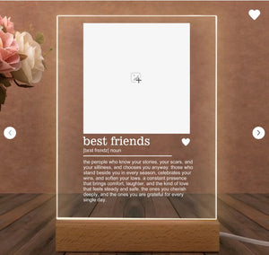 Personalised Best Friend Photo Multi Colour Acrylic LED Night Light with Name and Wooden Base Birthday Bridesmaid Anniversary Gift for Besties Sisters