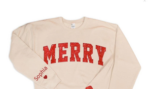 Merry Christmas Tree Cut Out Side Embroidered Bow Sweatshirt, Side Bow Applique Sweatshirt, Embroidered Bow Glitter Sweatshirt, Cute Bow Sweatshirt