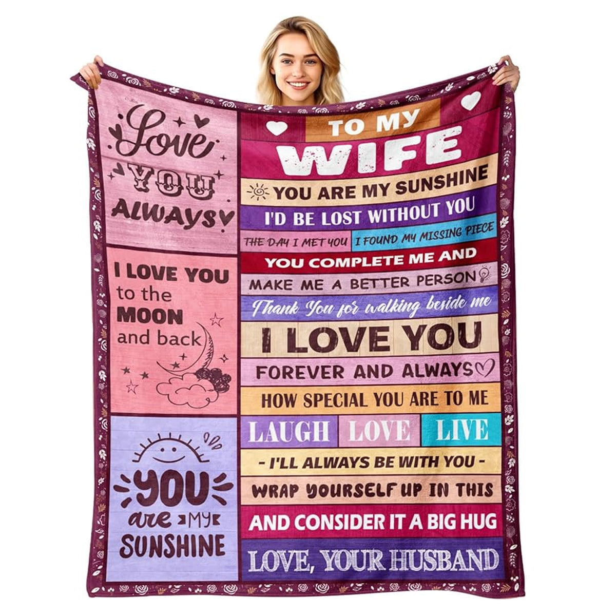 Gifts for Wife TO MY WIFE Blanket Wife Birthday Gift Ideas Wife Gifts from Husband Anniversary Birthday Gifts for Women Wife Blanket Gifts for Mothers Day Christmas Valentines Day Birthday