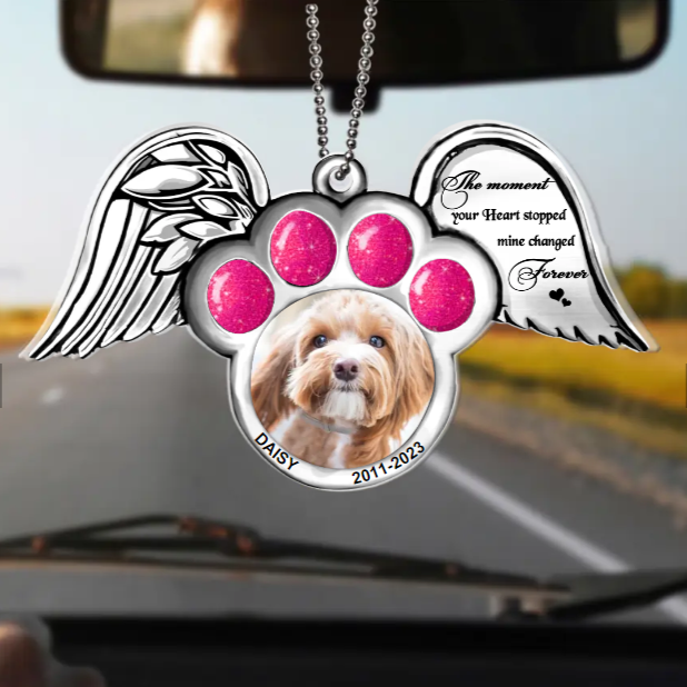 Custom Personalized Memorial Dog Wings Aluminum/ Acrylic Ornament - Memorial Gift Idea For Christmas - Upload Pet Photo - The Moment Your Heart Stopped Mine Changed Forever Screenshot_25.png