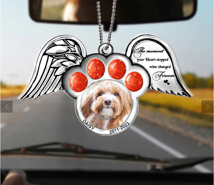 Custom Personalized Memorial Dog Wings Aluminum/ Acrylic Ornament - Memorial Gift Idea For Christmas - Upload Pet Photo - The Moment Your Heart Stopped Mine Changed Forever Screenshot_26.png