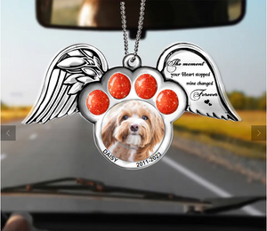 Custom Personalized Memorial Dog Wings Aluminum/ Acrylic Ornament - Memorial Gift Idea For Christmas - Upload Pet Photo - The Moment Your Heart Stopped Mine Changed Forever Screenshot_26.png