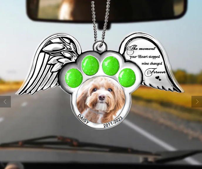 Custom Personalized Memorial Dog Wings Aluminum/ Acrylic Ornament - Memorial Gift Idea For Christmas - Upload Pet Photo - The Moment Your Heart Stopped Mine Changed Forever Screenshot_27.png