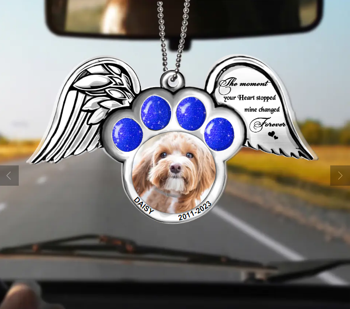 Custom Personalized Memorial Dog Wings Aluminum/ Acrylic Ornament - Memorial Gift Idea For Christmas - Upload Pet Photo - The Moment Your Heart Stopped Mine Changed Forever Screenshot_28.png