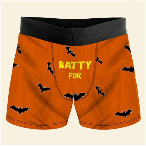 Batty for Her, Personalized Custom Photo Men s Boxer Briefs, Halloween Gift For Couple, Boyfriend, Husband