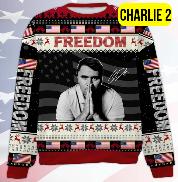 Personalized Freedom Charlie Kirk Ugly Sweater, A True Patriot Charlie Kirk Christmas All-Over-Printed Sweatshirt