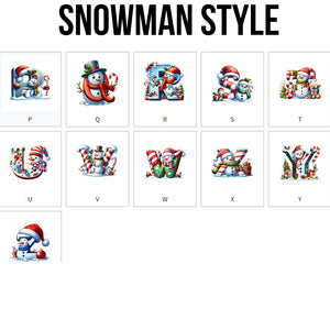 Personalised Christmas Tree Snowman Elf Igloo Drawstring Canvas Gift Bag with Name Initial Christmas Party Favors Gift for Kids Family