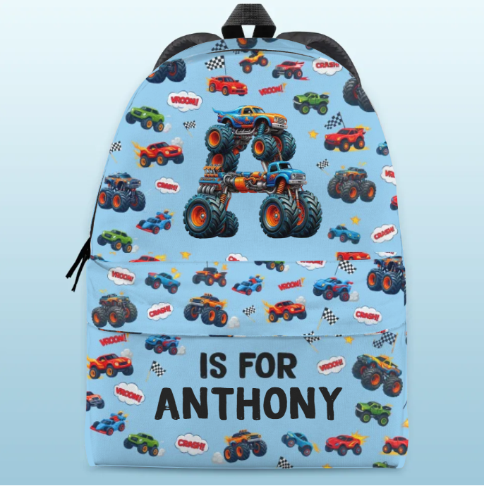 Custom Kids Backpack - Personalized Back To School Gifts For Kids - Big Wheels Bigger Dreams