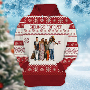Siblings Forever - Personalized Photo Ugly Sweatshirt - Christmas Gift For Siblings