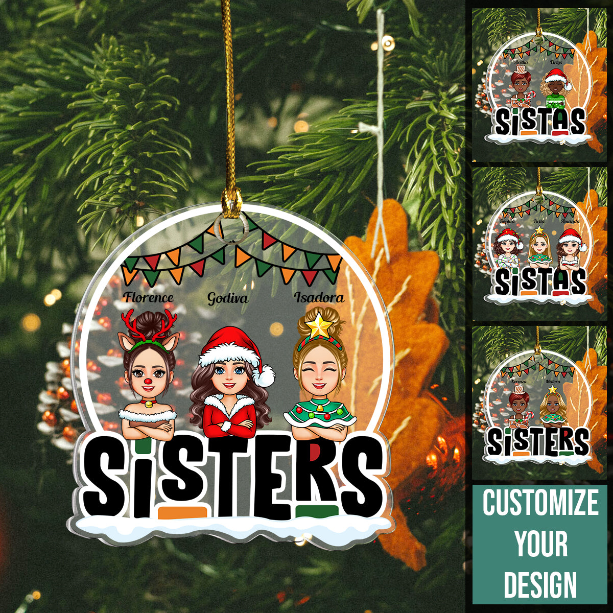 Sistas Forever - Personalized Shaped Ornament - Christmas Gift For Sisters, Bestie, Friends