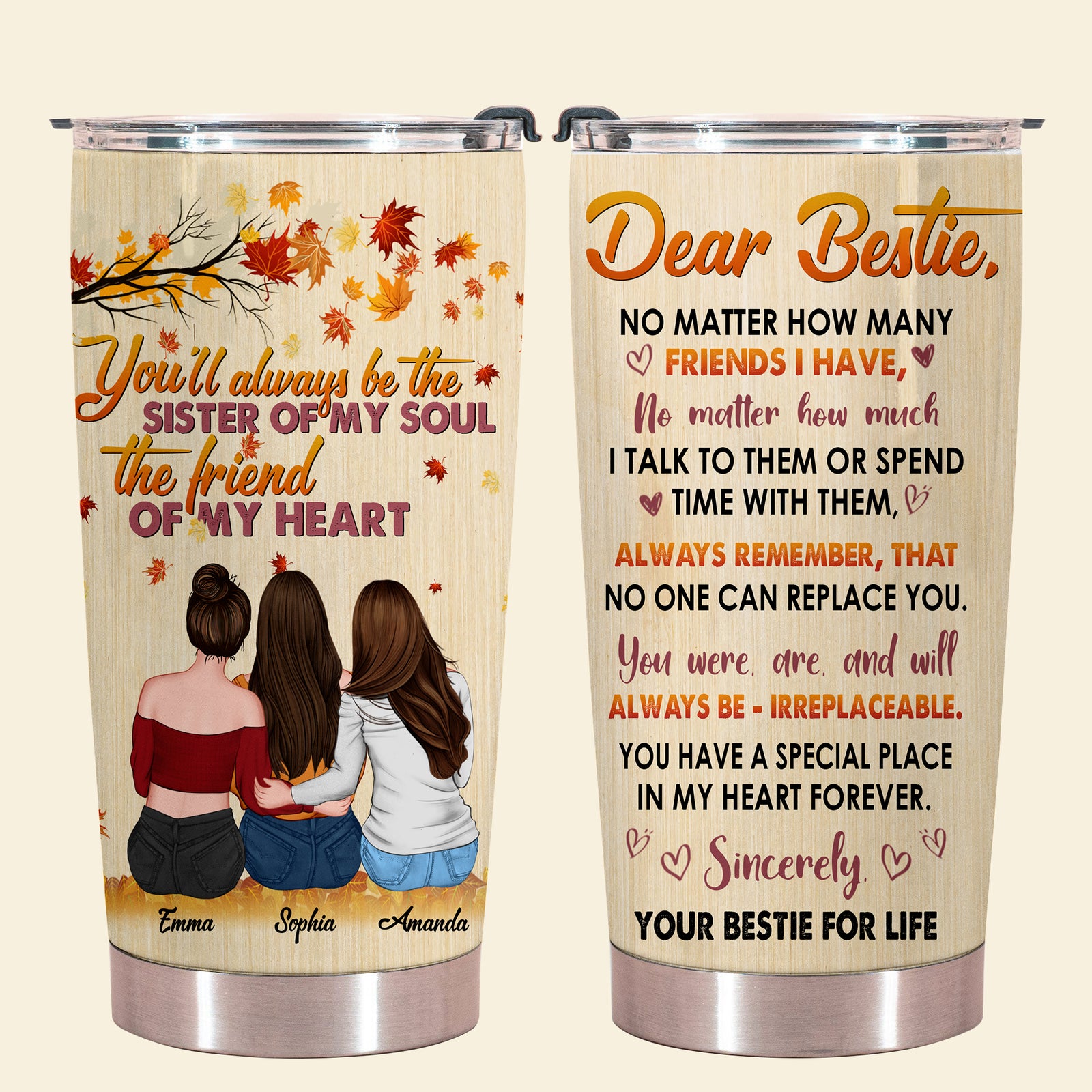 Sister Of My Soul - Personalized Tumbler - Gift For Friends, Bestie, Sister, Autumn