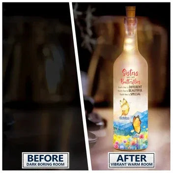 Sisters Are Like Butterflies Different Beautiful And Special - Personalized Bottle Light
