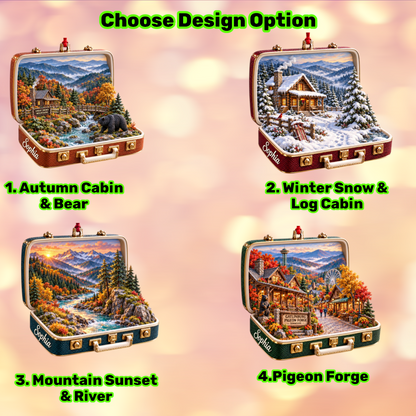 Personalized Great Smoky Mountains 3D Suitcase Christmas Ornament – National Park Souvenir & Gift for Nature Lovers