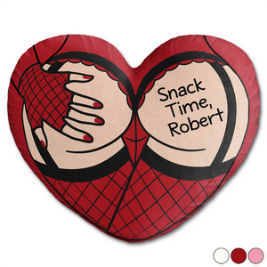Snack Time Husband Hot Wife Spicy Couple - Personalized Heart Shaped Pillow