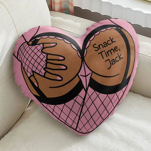 Snack Time Husband Hot Wife Spicy Couple - Personalized Heart Shaped Pillow