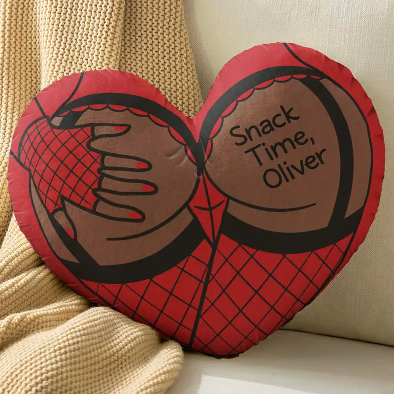 Snack Time Husband Hot Wife Spicy Couple - Personalized Heart Shaped Pillow