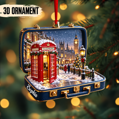 Personalized 3D British Museum Suitcase Christmas Ornament – London UK Travel Souvenir & Gift for London Lovers