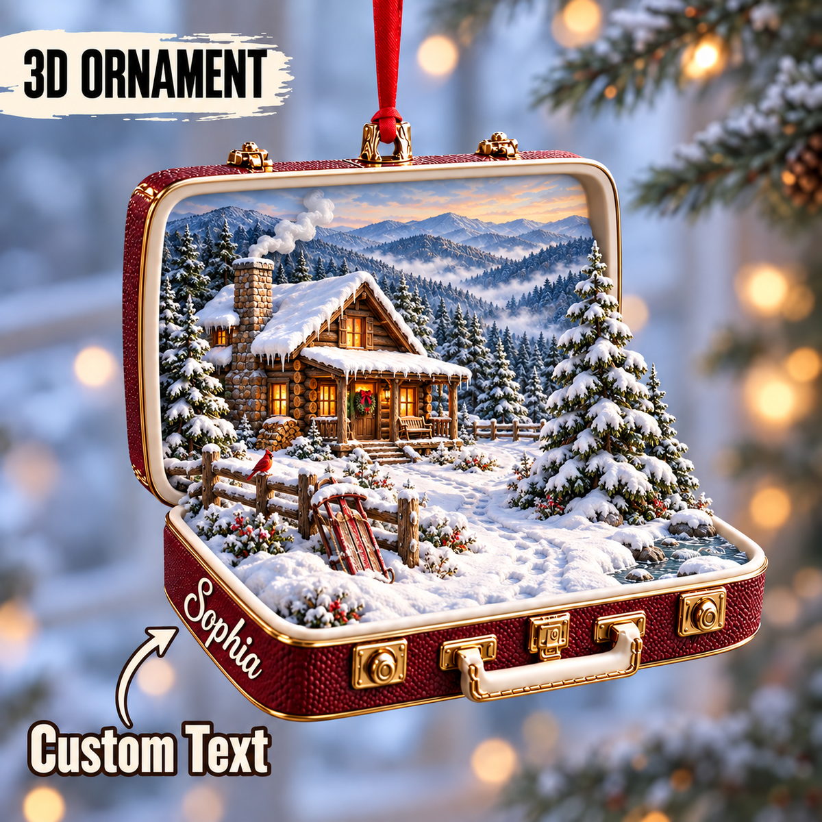 Personalized Great Smoky Mountains 3D Suitcase Christmas Ornament – National Park Souvenir & Gift for Nature Lovers