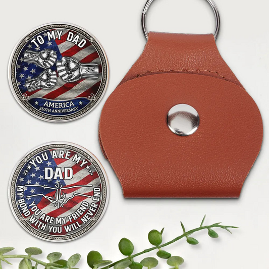 Stars And Stripes Thanks For Being My Dad - Personalized Leather Pocket Hug