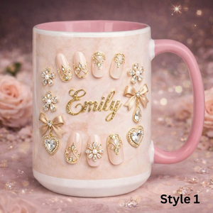 Luxury Nail Tech Mug Personalized Name, Nail Artist Gift, 3D Nail Art Coffee Mug, Manicurist Gift, Beauty Salon Mug