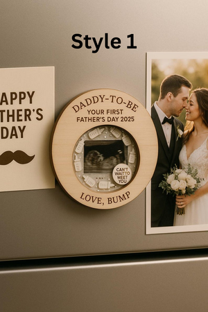 Daddy-to-Be Wooden Magnet First Father s Day Gift from Bump with Ultrasound Photo or Custom Message Keepsake