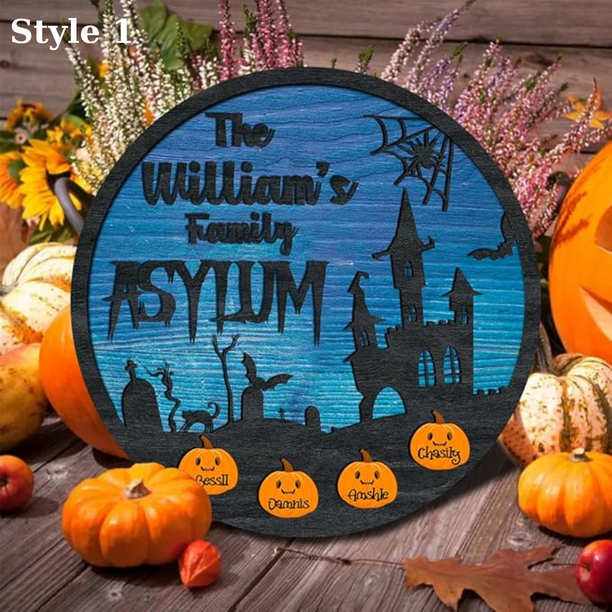 Personalized Halloween Door Sign Custom Names Halloween Welcome Sign For Front Door Ghost Family Decor Wooden Hanging Sign For Front Door Entryway Theme Party Decor
