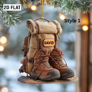 2D Flat Personalized Hiking Acrylic Ornament, Custom Hiking Lovers Christmas Ornament, Unique Camping Lover Gift, Xmas Gift For Hiking Club