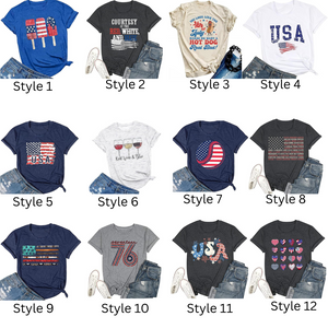 4th of July Shirts Women American Flag Patriotic T-Shirts USA Star Stripes Graphic Tee Tops