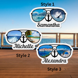 Personalized Sunglasses Cruise Door Magnet, Cruise Name Sunglasses, Alaska, Caribbean, Mediterranean, Cruise Magnets, Cruise Door Decoration