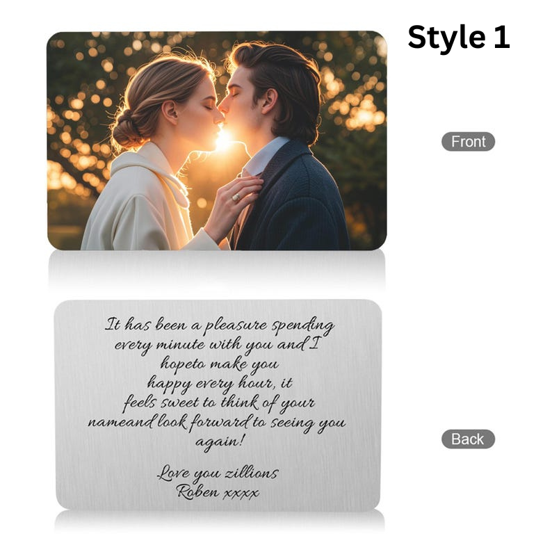 Custom Metal Wallet Cards - Personalized Wallet Decorations, Gifts for Him,Boyfriend, Husband, Anniversary,Valentine's Day,Father's Day Gift