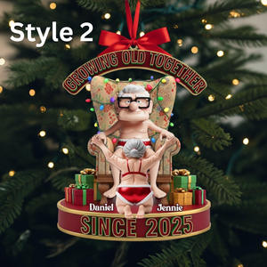 Personalized Frisky Old Couple Ornament, Funny X-Mas Gift for Husband and Wife, Custom Naughty Santa Decoration, Romantic Holiday Keepsake