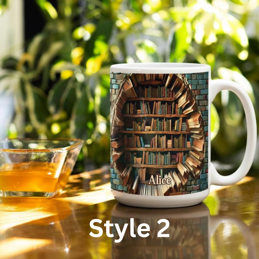 Personalized Book Lover Gift For Her, Book Lovers Mug, Favorite Bookshelf Coffee Mug, Custom Name Librarian Bookworm Gift for Reader