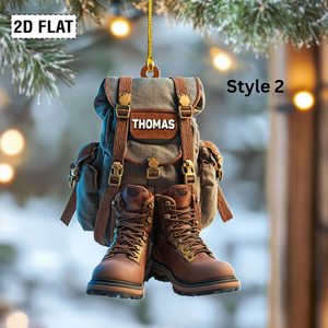 2D Flat Personalized Hiking Acrylic Ornament, Custom Hiking Lovers Christmas Ornament, Unique Camping Lover Gift, Xmas Gift For Hiking Club