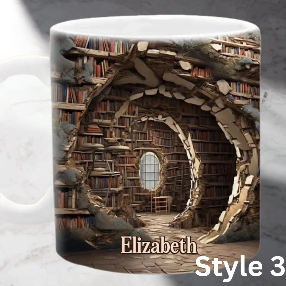 Personalized Book Lover Gift For Her, Book Lovers Mug, Favorite Bookshelf Coffee Mug, Custom Name Librarian Bookworm Gift for Reader
