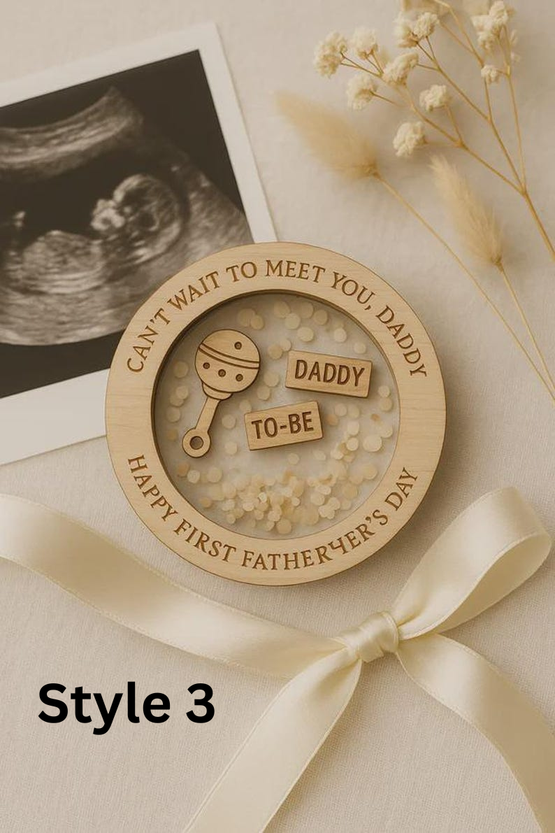 Daddy-to-Be Wooden Magnet First Father s Day Gift from Bump with Ultrasound Photo or Custom Message Keepsake