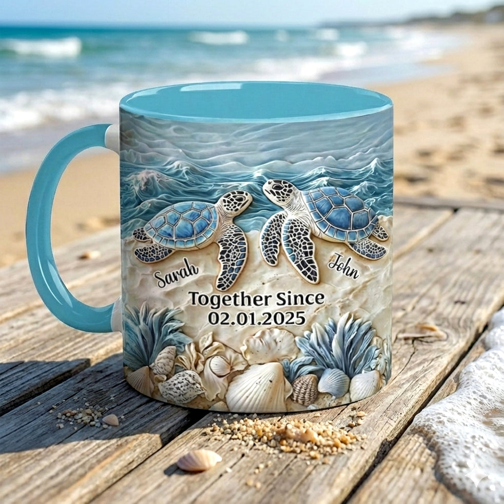 Sea Turtle Couple Accent Mug Personalized Forever By The Sea